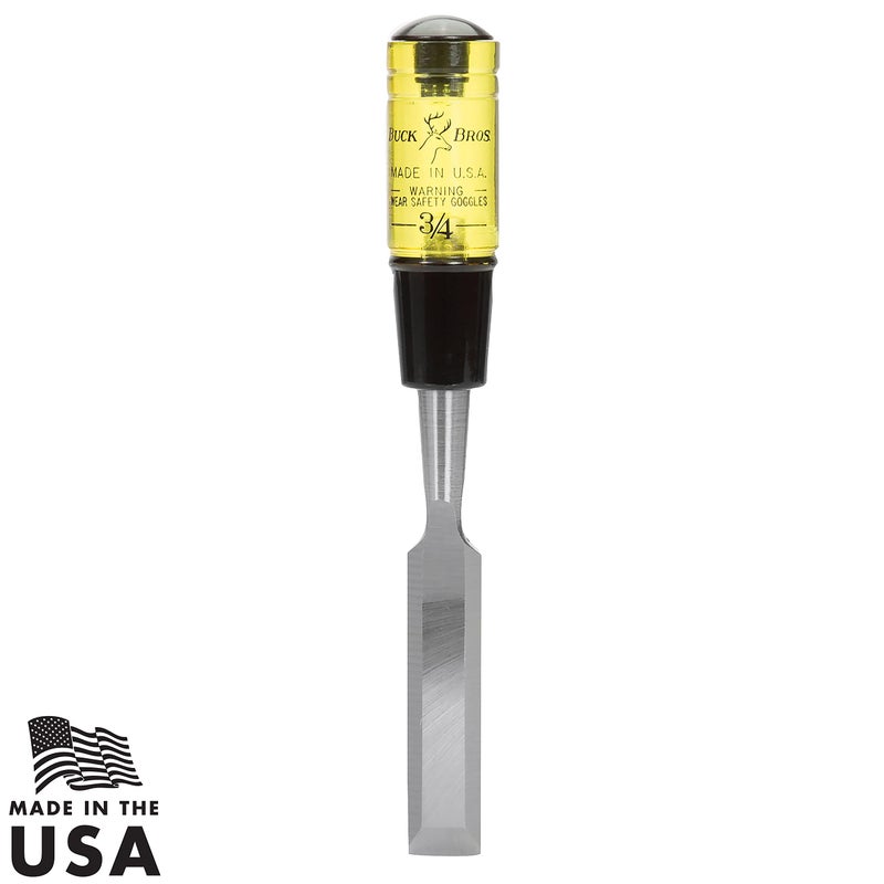 Buck Bros. Buck Brothers 120105BC 3/4" Wood Chisel Made in USA, For Paring and Finishing Cuts in Carpentry and Woodworking, Tempered Tool Steel Blade, Mallet-Safe Handle - Image 2